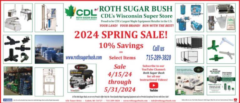 Roth Sugar Bush Maple Equipment Maple Syrup Cadott Wi 0590